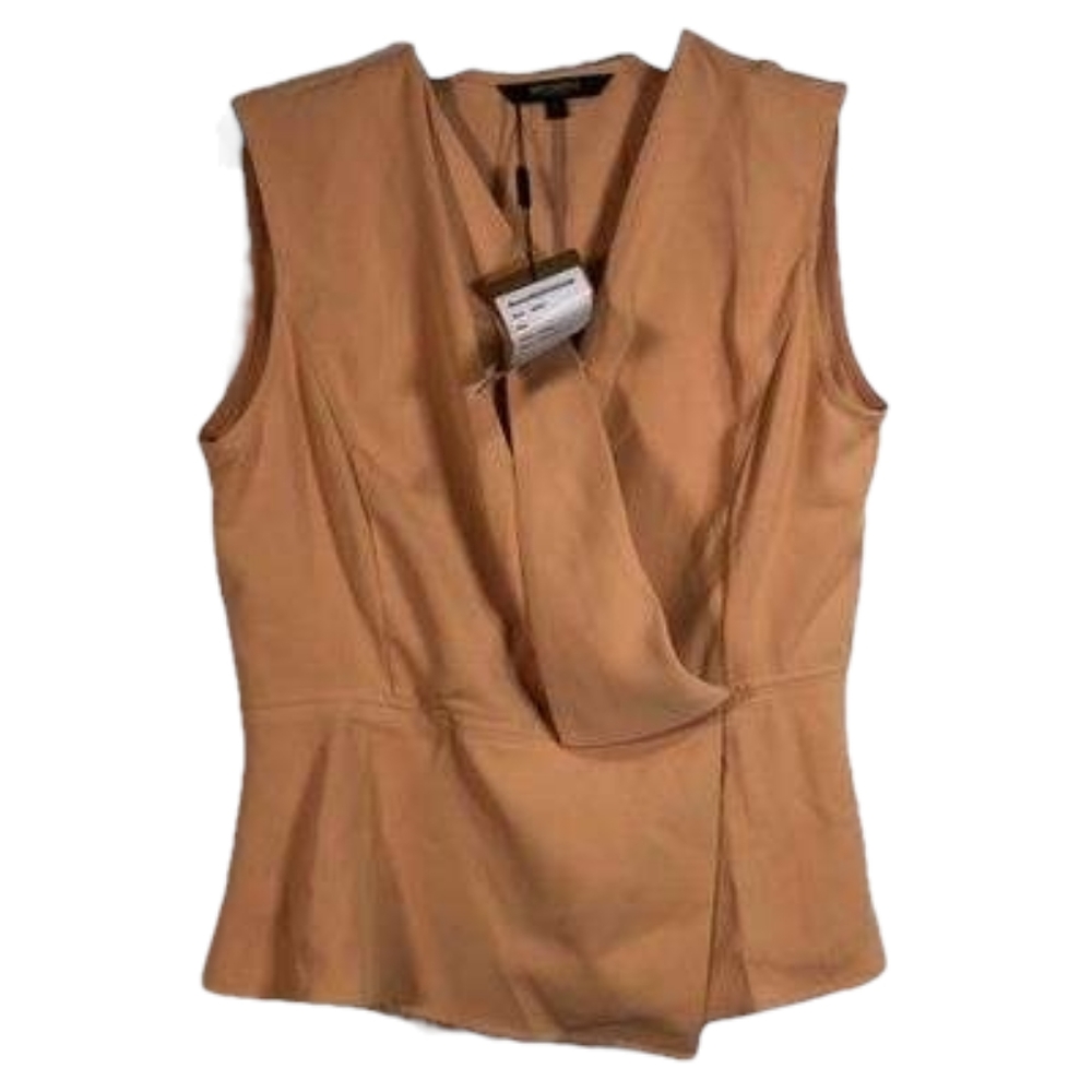 NWT ROEYSHOUSE Crepe Fabric V Neck Peach Blouse sz M L